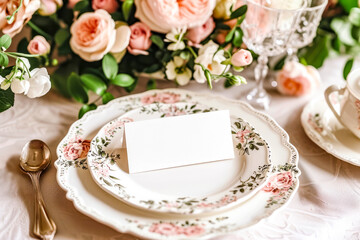 Floral Wedding Table Setting with Elegant Decor.