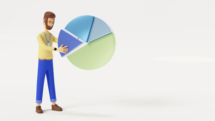 office worker with a pie chart