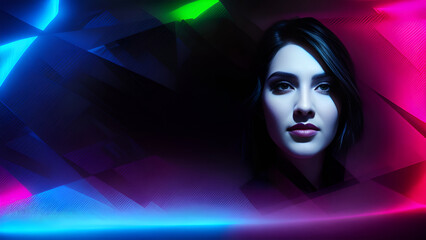 Abstract background colorful wallpaper image with beautiful girl.