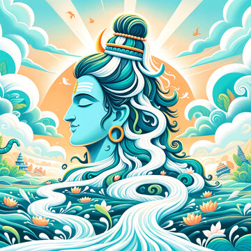 Maha Shivratri Lord Shiva Artwork, Mahadev illustration