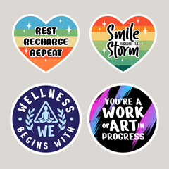 Motivational Stickers With Inspiring Phrases and Vibrant Rainbow Colors
