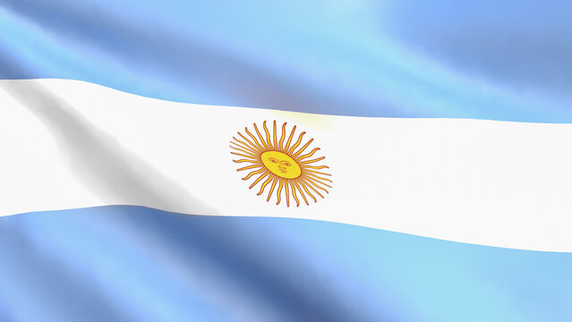 3D render - the national flag of Argentina fluttering in the wind