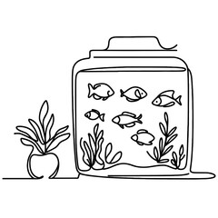 Aquarium in a line drawing style