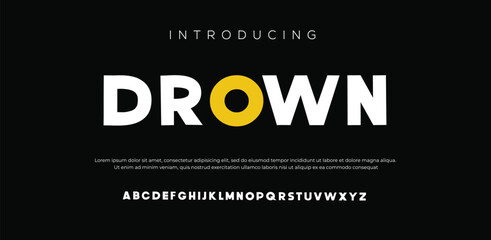 Drown Vector of stylized modern font and alphabet