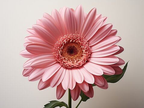 Pink gerbera daisy flower against a white background
