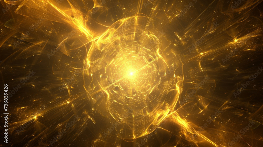 Poster a celestial symphony of dancing light rays evoking the powerful energy of the solar plexus chakra an