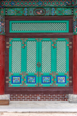Beautiful traditional door in a Korean temple