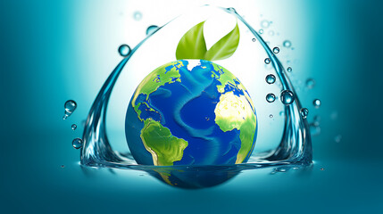 Naklejka na ściany i meble World water day concept, idea of saving water and protecting world environment