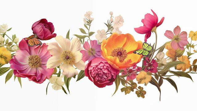 flowers isolated on transparent background. seamless looping overlay 4k virtual video animation background 