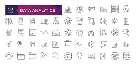 Fototapeta na wymiar Data Analytics icons graphic design tools ui icon collection