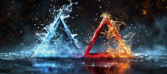 Triangle symbol. Blue and red colors. Symbolizes the presidential election democracy choice. Generative AI technology.