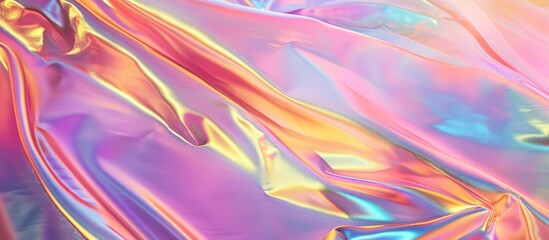 a close up of a colorful holographic fabric . High quality