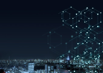 夜景とサイエンスイメージ