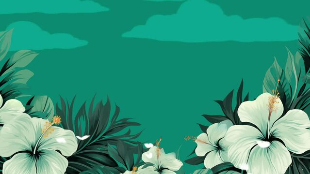 green summer tropical background with exotic palm. seamless looping overlay 4k virtual video animation background 