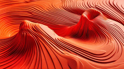 Tuinposter Desert Waves: Abstract Patterns and Textures in Warm Oranges and Reds, Mimicking Natures Flowing Sandstone and Arid Landscapes © Real