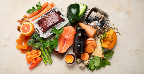 Set of high in vitamin A. Concept of healthy.