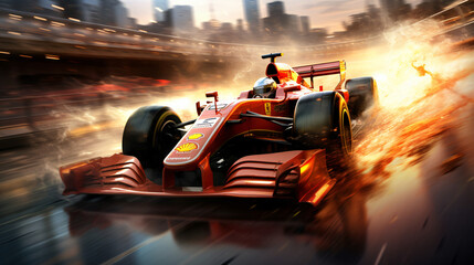 Formula 1 bolid on racing track 