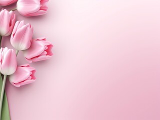 Fototapeta na wymiar Pink tulip flowers with blank text space 