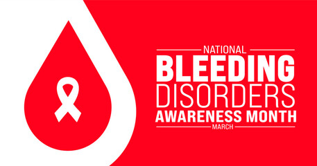 March is National Bleeding Disorders Awareness Month background template. Holiday concept. use to background, banner, placard, card, and poster design template with text inscription and standard color - obrazy, fototapety, plakaty