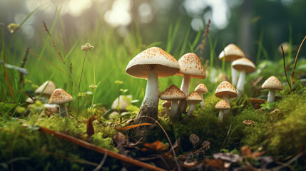 A group of mushrooms - obrazy, fototapety, plakaty
