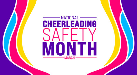 March is National Cheerleading Safety Month background template. Holiday concept. use to background, banner, placard, card, and poster design template with text inscription and standard color. vector 