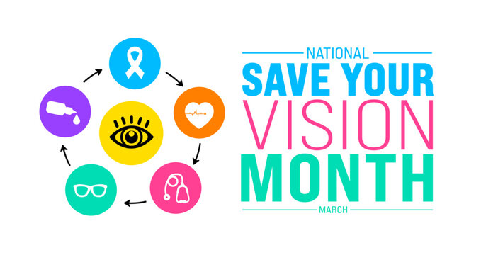 March is Save Your Vision Month background template. Holiday concept. use to background, banner, placard, card, and poster design template with text inscription and standard color. vector illustration