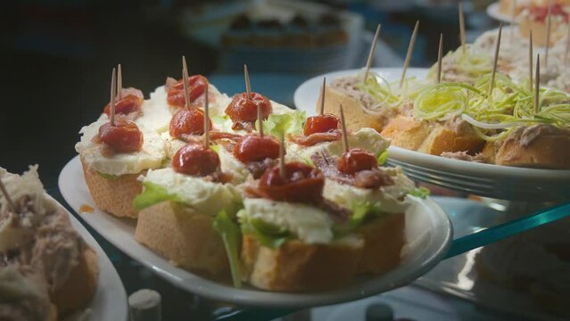 Venetian Canap&eacute;s with Cherry Tomatoes and Cream Cheese