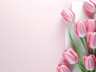 Pink tulip flowers with blank text space 