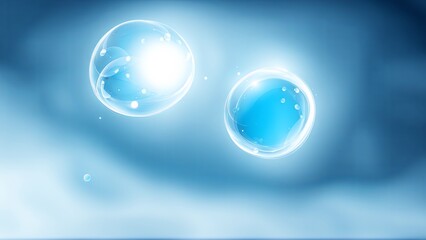 Abstract Background with White and Blue Orb Bubble Banner 