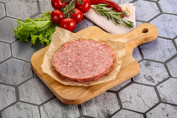 Raw beef uncooked burger cutlet