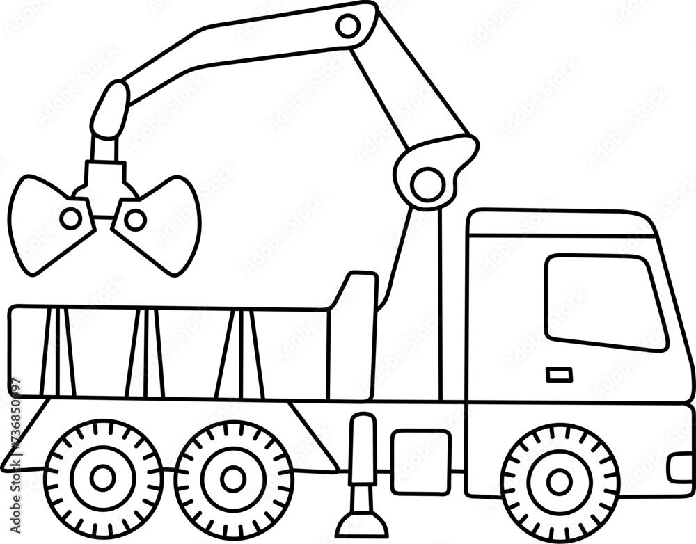 Sticker Truck line art for coloring book page