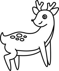 Little deer line art for coloring book page