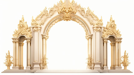 Golden luxury classic arch with columns. - obrazy, fototapety, plakaty