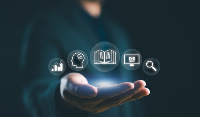 Fototapeta premium E-learning Education Internet Technology Webinar Online Courses concept..