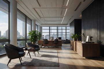 Fototapeta na wymiar illustration of a empty office, Ai generated 