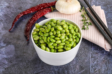 Bowl of delicious edamame beans