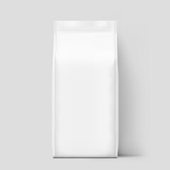 Realistic food bags isolated on grey background. Front  view. Vector illustration. Can be use for template your design, presentation, promo, ad. EPS 10.	