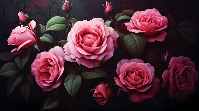 Rose flower background, Valentine's Day illustration