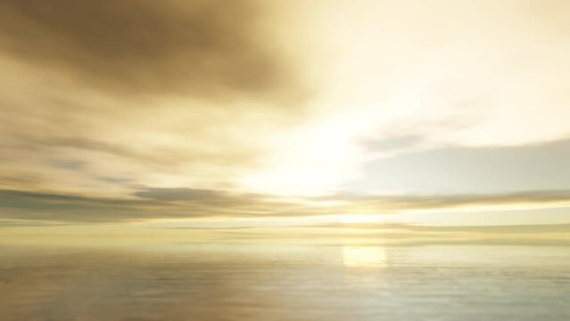 Colorful ocean sunset. Time-laps. 3d render.