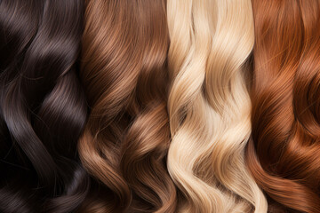 Naklejka premium Different blond, red and brunette hair shades