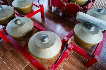 A set gamelan music instruments usually played by Sundanese, Javanese and Balinese