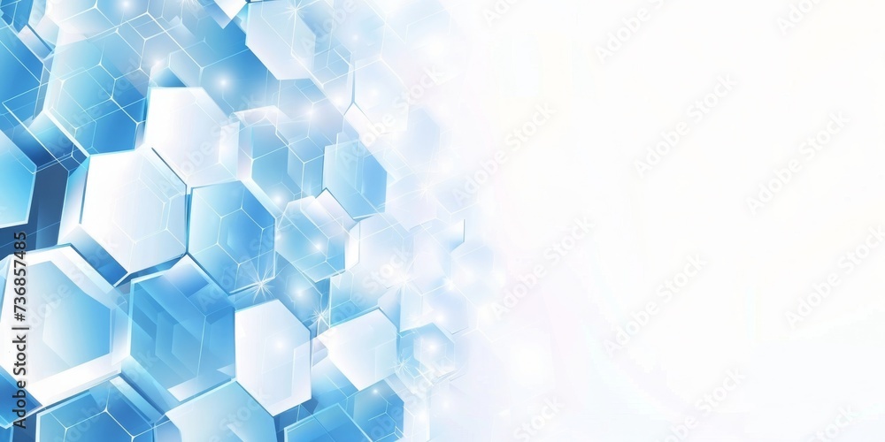 Aufkleber A Minimalistic Geometric Array of Blue and White Hexagons Creating a Futuristic and Abstract Technology-Themed Background, Generative AI