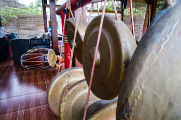 A set gamelan music instruments usually played by Sundanese, Javanese and Balinese