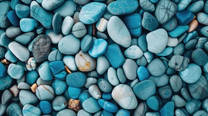 Papier Peint photo autocollant Nice Abstract nature pebbles background. Blue pebbles texture. Stone background. Blue vintage color. Sea pebble beach. Beautiful nature. Turquoise color