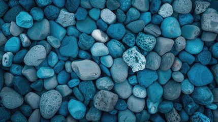 Abstract nature pebbles background. Blue pebbles texture. Stone background. Blue vintage color. Sea pebble beach. Beautiful nature. Turquoise color - obrazy, fototapety, plakaty