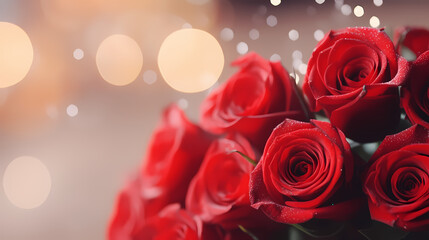 Rose flower background, top view of bouquet