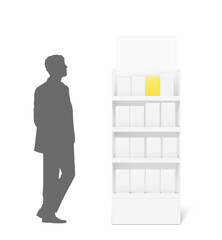 Store shelf for presentations isolated on a white background. Vector illustration. Can be use for template your design, promotion, advertising. EPS10.