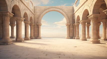 Fototapeta na wymiar Ancient wall with pillars