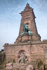 Fototapeta na wymiar Wilhelm I Monument with the sleeping Emperor Barbarossa (Red Beard) at the bottom on Kyffhaeuser Mountain Thuringia, Germany