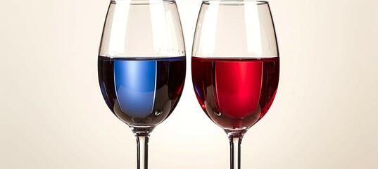 Blue and red liquid on glass wine. Symbolizes the presidential election. Generative AI technology.